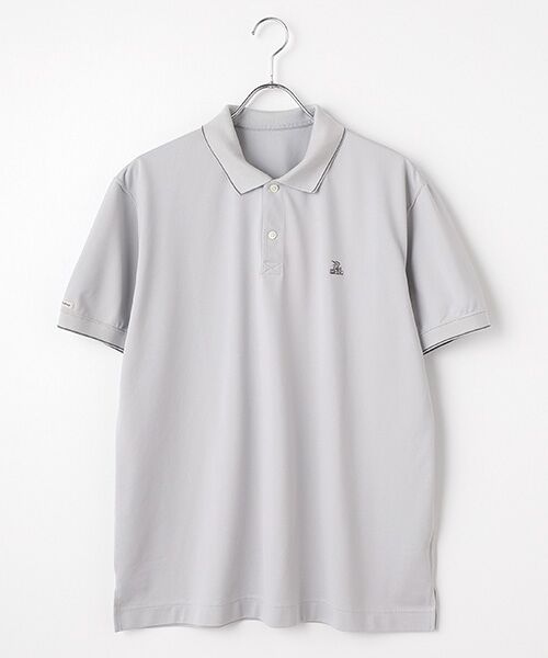 PAPAS/パパス ドライマスター鹿の子 カジキ刺繍 半袖ポロシャツ ライトグレー M