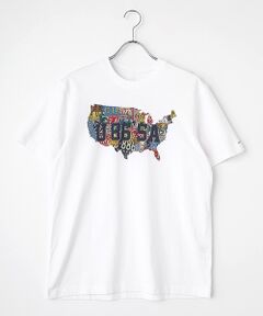 PAPAS / パパス Tシャツ | U.S.Aコットン アメリカ大陸 プリントTシャツ<MADE IN USA>