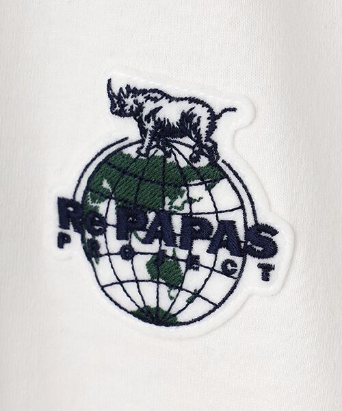 PAPAS / パパス Tシャツ | Re PAPAS PROJECT 40/2度詰天竺(反毛) ワッペンTシャツ | 詳細6