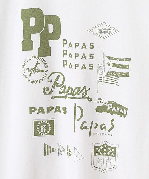 PAPAS / パパス Tシャツ | 38/2KKヴィンテージ天竺 モチーフコラージュ プリントTシャツ | 詳細1