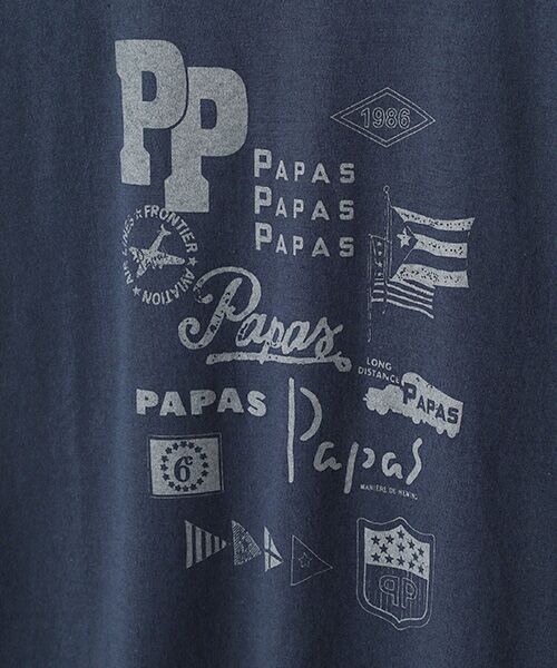 PAPAS / パパス Tシャツ | 38/2KKヴィンテージ天竺 モチーフコラージュ プリントTシャツ | 詳細9