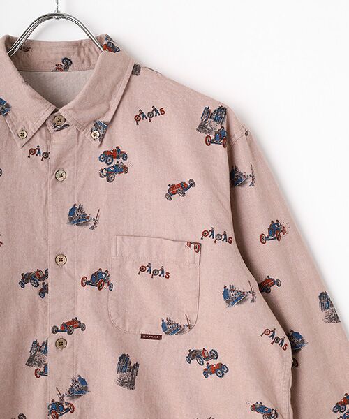 PAPAS / パパス シャツ・ブラウス | ネルプリント クラシックカー ボタンダウンシャツ | 詳細2