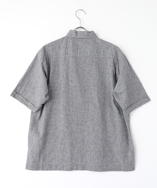 PAPAS / パパス シャツ・ブラウス | 綿麻平織 ストライプ&千鳥 オープンカラーシャツ | 詳細2