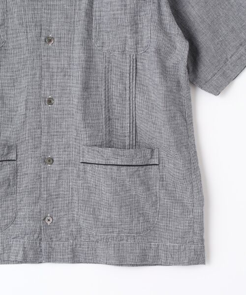 PAPAS / パパス シャツ・ブラウス | 綿麻平織 ストライプ&千鳥 オープンカラーシャツ | 詳細4