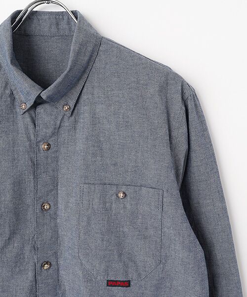 PAPAS / パパス シャツ・ブラウス | コットンダンガリーストレッチ ボタンダウンシャツ | 詳細3