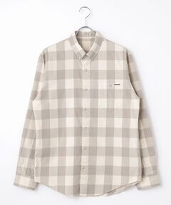PAPAS / パパス シャツ・ブラウス | ツイルブロックチェック ジャガードPAPASロゴ 長袖シャツ