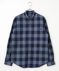 PAPAS / パパス シャツ・ブラウス | ツイルブロックチェック ジャガードPAPASロゴ 長袖シャツ