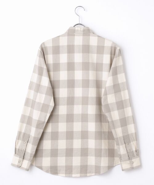 PAPAS / パパス シャツ・ブラウス | ツイルブロックチェック ジャガードPAPASロゴ 長袖シャツ | 詳細1