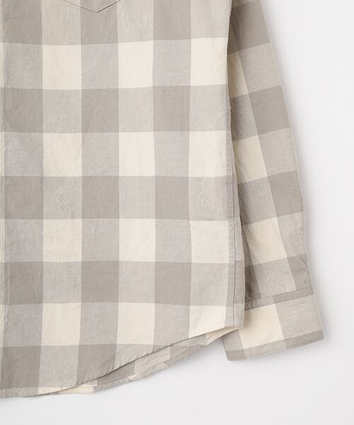 PAPAS / パパス シャツ・ブラウス | ツイルブロックチェック ジャガードPAPASロゴ 長袖シャツ | 詳細3