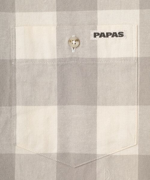 PAPAS / パパス シャツ・ブラウス | ツイルブロックチェック ジャガードPAPASロゴ 長袖シャツ | 詳細5