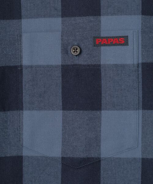 PAPAS / パパス シャツ・ブラウス | ツイルブロックチェック ジャガードPAPASロゴ 長袖シャツ | 詳細6