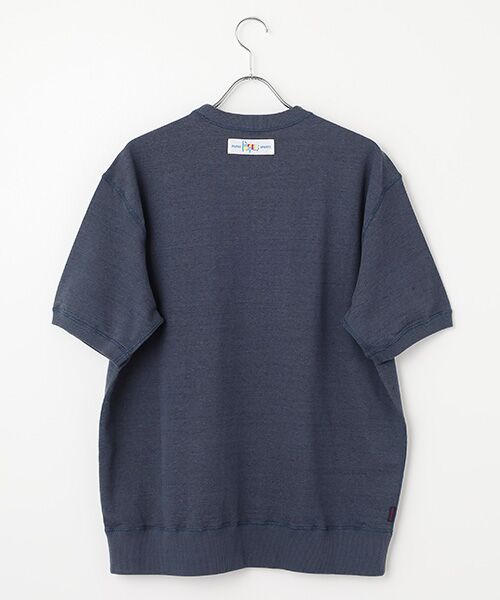 PAPAS / パパス スウェット | インディゴ風ミニ裏毛 コラージュプリント 半袖トレーナー | 詳細2