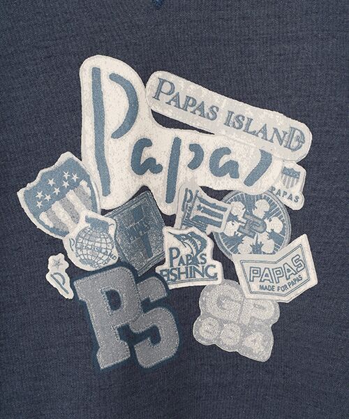 PAPAS / パパス スウェット | インディゴ風ミニ裏毛 コラージュプリント 半袖トレーナー | 詳細7