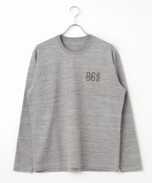 PAPAS/パパス ラフィTOP吊り天竺 プリントTシャツ ＴＯＰチャコール L