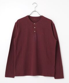 PAPAS / パパス Tシャツ | ラフィ起毛 鹿の子ヘンリーネックTシャツ
