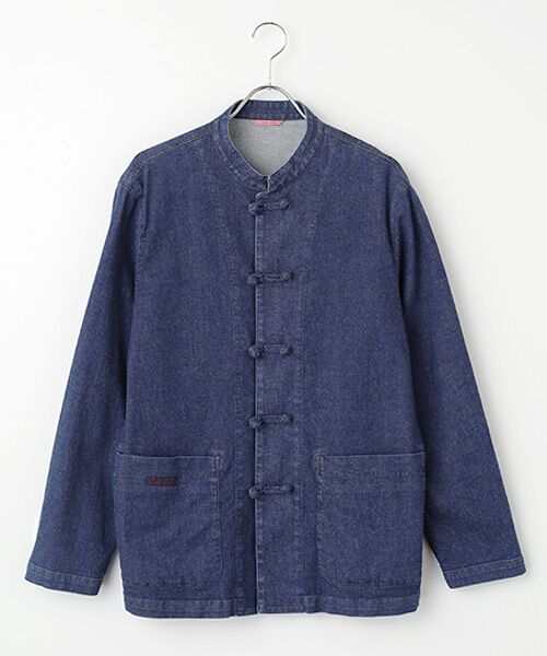 PAPAS / パパス ブルゾン | オーガニックラフィストレッチデニム チャイナブルゾン（インディゴ）