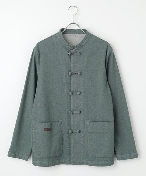 PAPAS / パパス ブルゾン | オーガニックラフィストレッチデニム チャイナブルゾン（ダークグリーン）