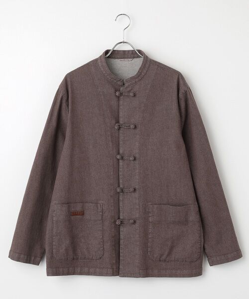 PAPAS/パパス オーガニックラフィストレッチデニム チャイナブルゾン ココア L PAPAS/パパス オーガニックラフィストレッチデニム チャイナブルゾン ココア L