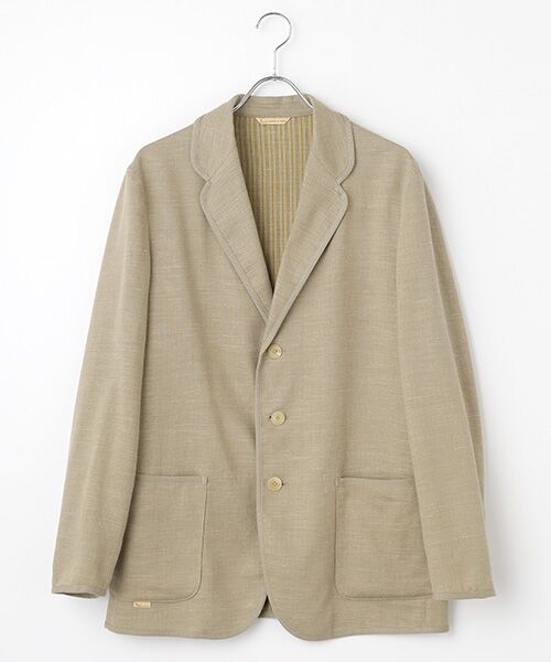 PAPAS/パパス リネンウールサージ トリミングジャケット ベージュ M PAPAS/パパス リネンウールサージ トリミングジャケット ベージュ M