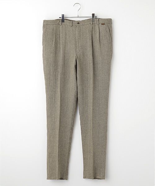 PAPAS/パパス クラシックリネンツイード2タックパンツ ベージュ系 LL PAPAS/パパス クラシックリネンツイード2タックパンツ ベージュ系 LL