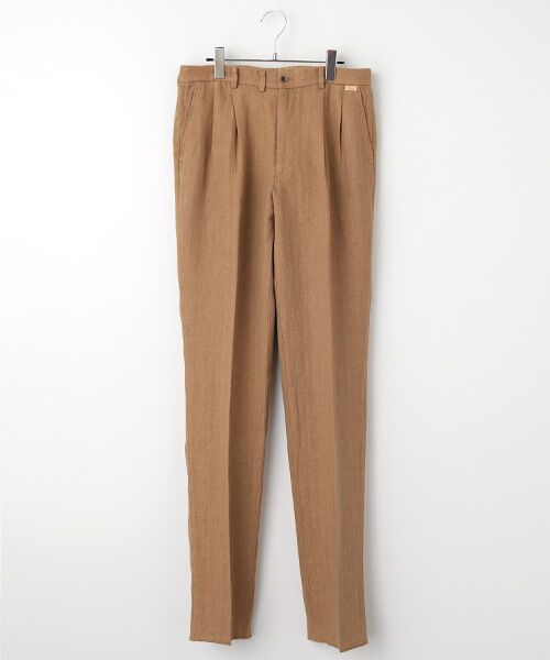 PAPAS/パパス クラシックリネンツイード2タックパンツ オレンジ系 2X PAPAS/パパス クラシックリネンツイード2タックパンツ オレンジ系 2X