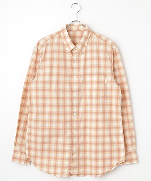 PAPAS / パパス シャツ・ブラウス | ポプリンチェック ボタンダウンシャツ（ピンク×サーモンピンク）