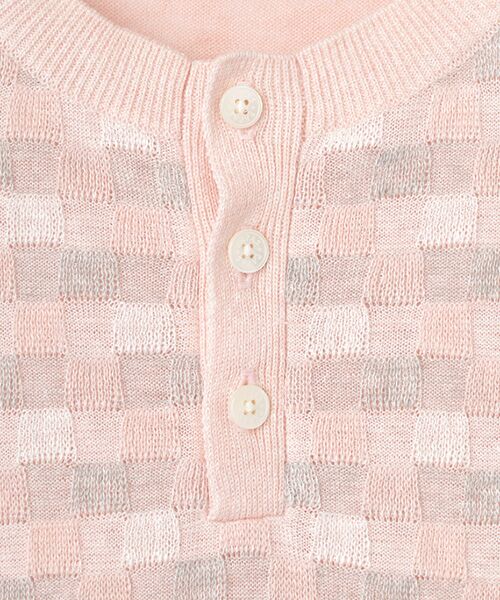 PAPAS / パパス ニット・セーター | リネンブロックチェックジャガード12G 半袖セーター | 詳細1