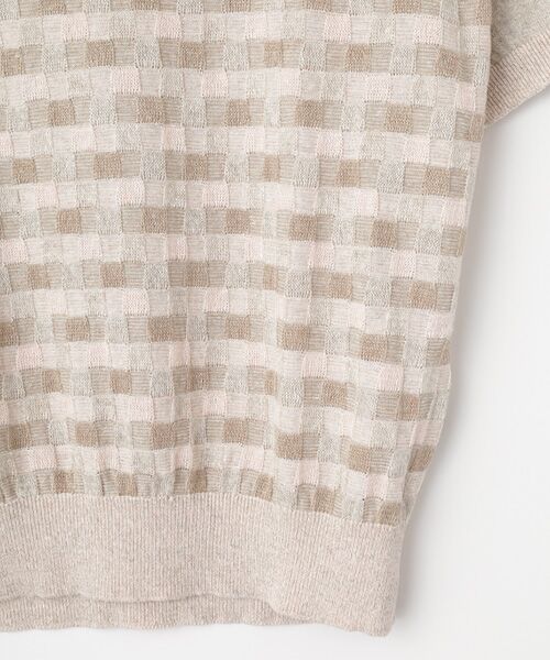 PAPAS / パパス ニット・セーター | リネンブロックチェックジャガード12G 半袖セーター | 詳細4