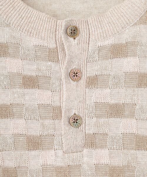 PAPAS / パパス ニット・セーター | リネンブロックチェックジャガード12G 半袖セーター | 詳細6