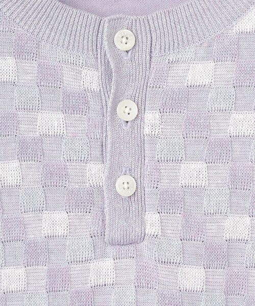 PAPAS / パパス ニット・セーター | リネンブロックチェックジャガード12G 半袖セーター | 詳細7