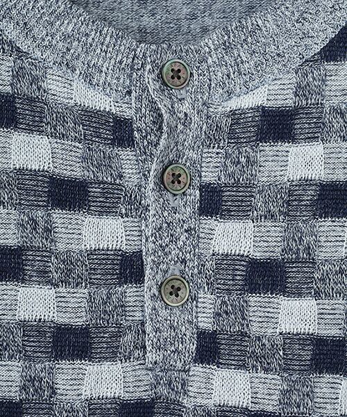 PAPAS / パパス ニット・セーター | リネンブロックチェックジャガード12G 半袖セーター | 詳細8