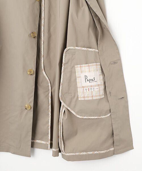 PAPAS / パパス ステンカラーコート | ポリエステルタフタ ライナー付きコート | 詳細10