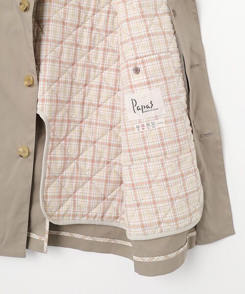 PAPAS / パパス ステンカラーコート | ポリエステルタフタ ライナー付きコート | 詳細5