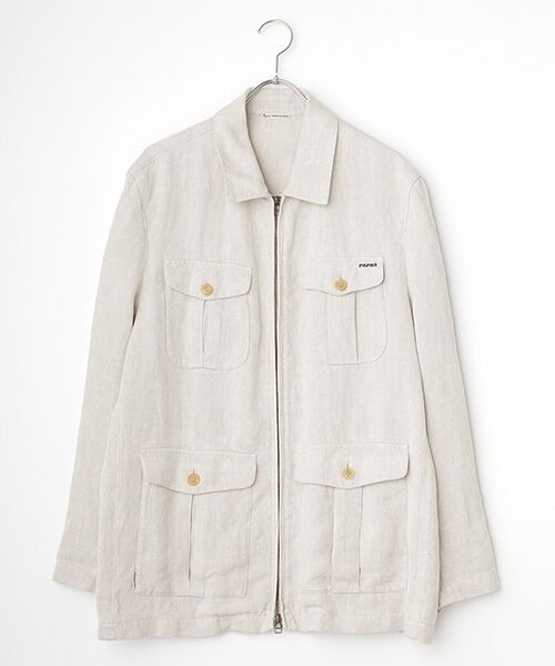 PAPAS / パパス ブルゾン | リネン強撚マット カバーオール（キナリ）