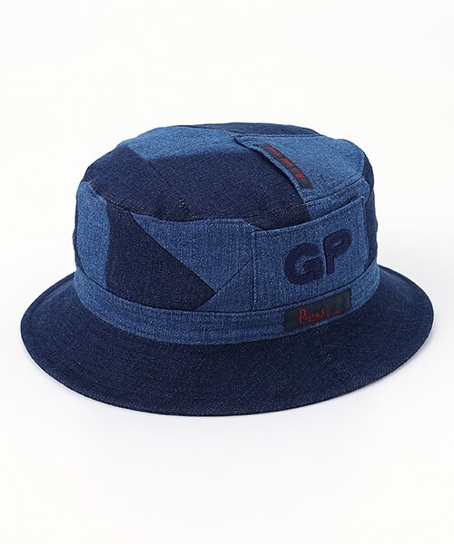 PAPAS/パパス 10.25ozストレッチデニム パッチワーク 平天ハット インディゴ系 M PAPAS/パパス 10.25ozストレッチデニム パッチワーク 平天ハット インディゴ系 M