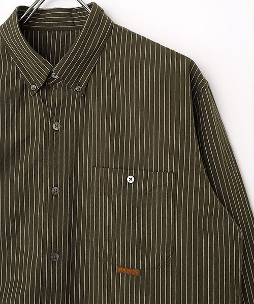 PAPAS / パパス シャツ・ブラウス | コットンドビーコードストライプ 長袖シャツ | 詳細2