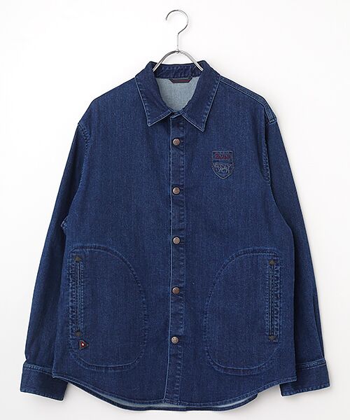 PAPAS/パパス 10.25ozストレッチデニム シャツ型ブルゾン インディゴ L PAPAS/パパス 10.25ozストレッチデニム シャツ型ブルゾン インディゴ L