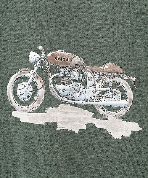 PAPAS / パパス ブルゾン | インディゴ風ミニ裏毛 バイク&ロゴプリント ブルゾン | 詳細9