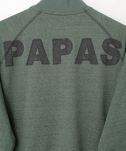 PAPAS / パパス ブルゾン | インディゴ風ミニ裏毛 バイク&ロゴプリント ブルゾン | 詳細12