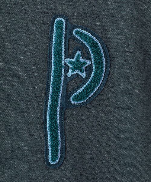 PAPAS / パパス スウェット | インディゴ風ミニ裏毛 刺繍ワッペン トレーナー | 詳細1