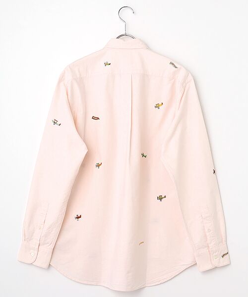 コットンオックスフォード 複葉機柄 刺繍シャツ （シャツ