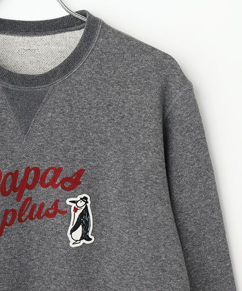 美品 papas ワッペンロゴスウェット L グレー USA製　パパス 美品 papas ワッペンロゴスウェット L グレー USA製 パパス