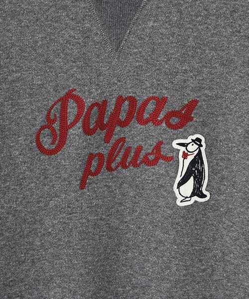 美品 papas ワッペンロゴスウェット L グレー USA製　パパス 美品 papas ワッペンロゴスウェット XL グレー USA製