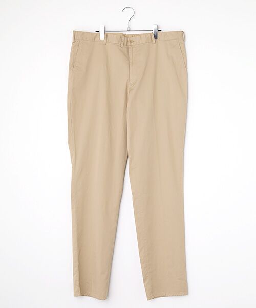 PAPAS/パパス 綿麻ギャバストレッチ ノータックパンツ ベージュ 2X