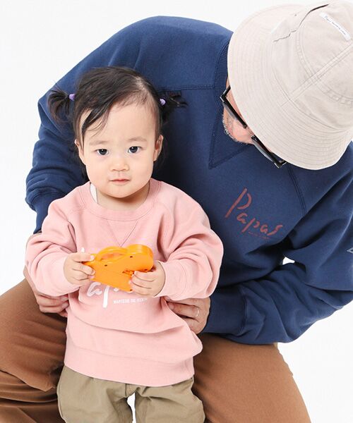 J8379*Papas/パパス*裏起毛*ロゴプリント*スウェットパーカー/フーデットパーカー*グリーン*L 男女兼用キッズ裏毛トレーナー （ベビー・キッズウエア）｜PAPAS