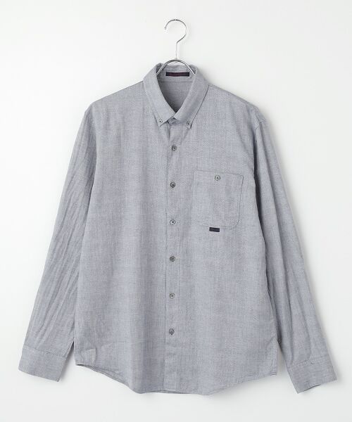 PAPAS/パパス モンサンミッシェルヘリンボン ボタンダウンシャツ ネイビー L PAPAS/パパス モンサンミッシェルヘリンボン ボタンダウンシャツ ネイビー L