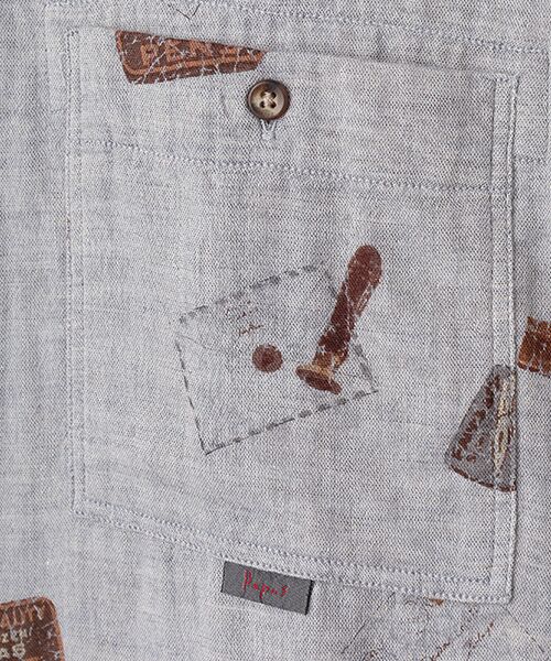 PAPAS / パパス シャツ・ブラウス | コットンダブルガーゼ スタンプ柄 プリントシャツ | 詳細4