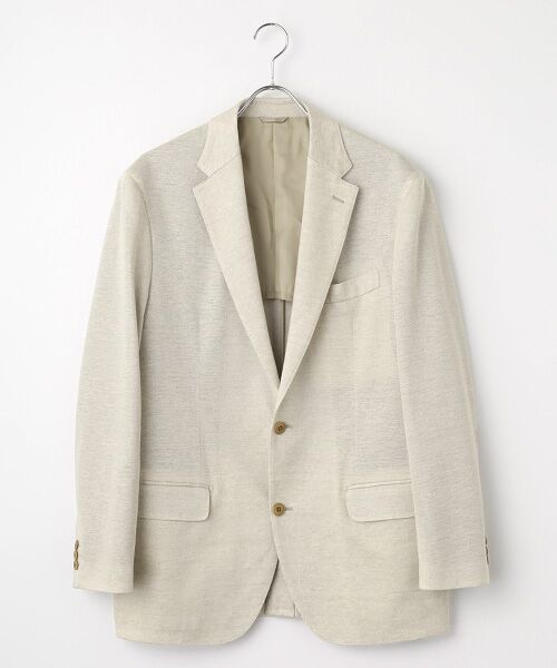 PAPAS / パパス テーラードジャケット | リネン/ポリエステル裏鹿の子 カットソージャケット（ライトベージュ）