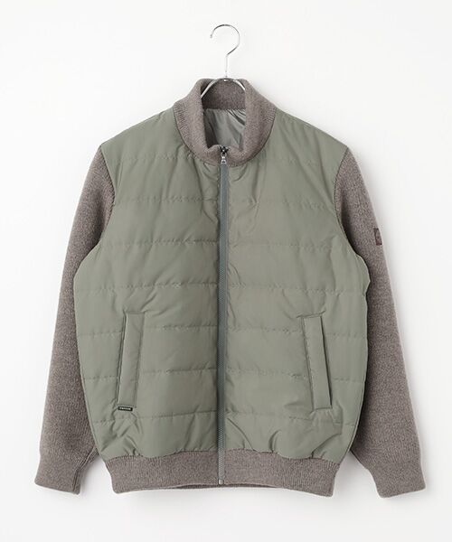 PAPAS/パパス ポリエステルライトツイルストレッチ ブルゾン グレイッシュカーキ L