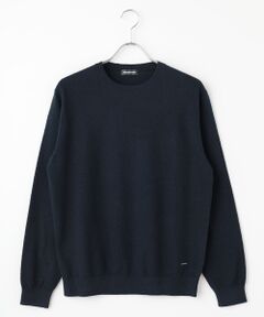 【新品】papasパパス 90sフロントロゴ入りコットンクルーネックニット白 qg0213-01_1.jpg